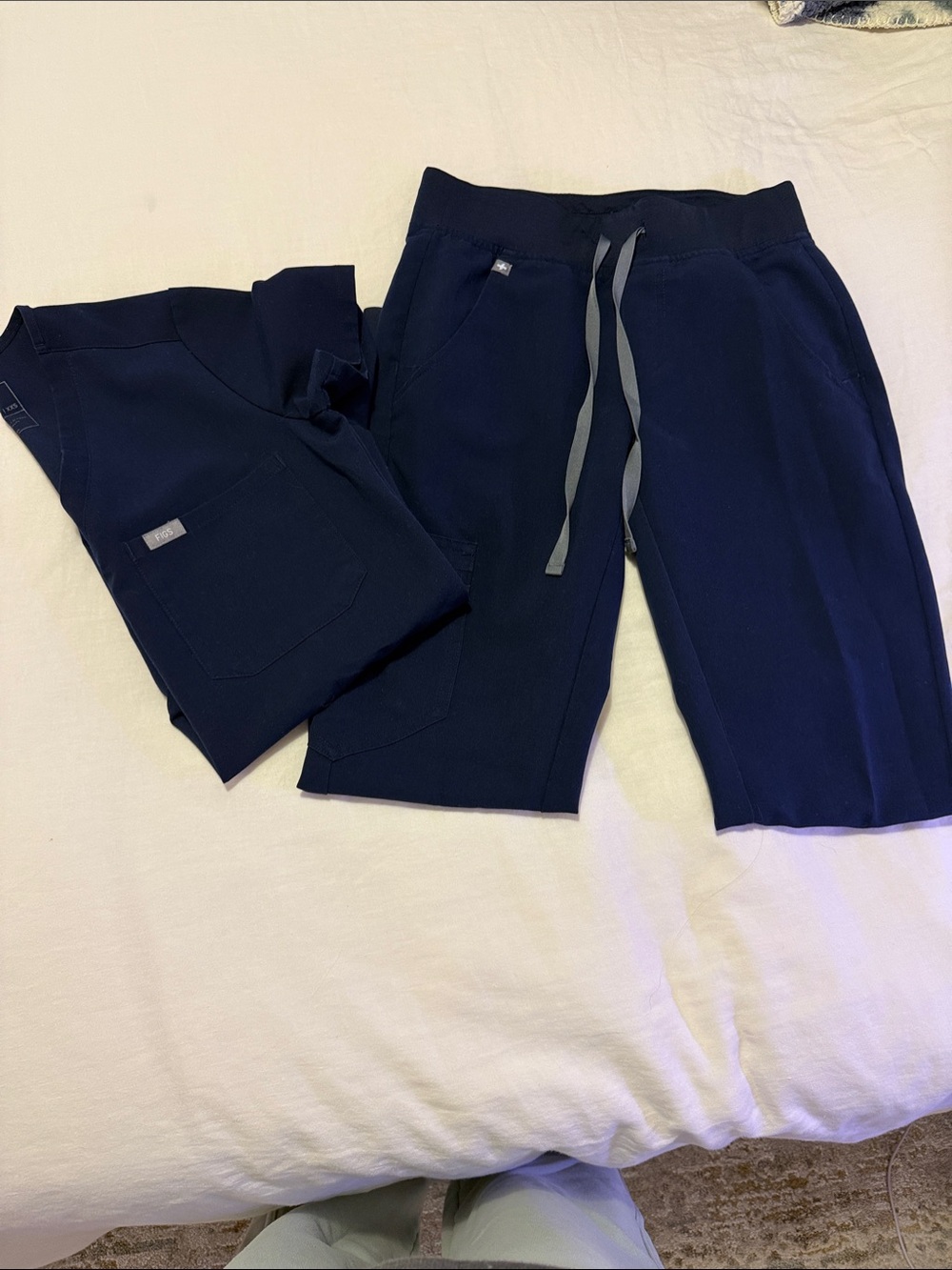 Figs Navy Blue Scrub Top and Drawstring Shorts
